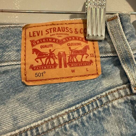 Levi's 501 Floral Print Frayed Denim Cutoff Shorts - Picture 3 of 4